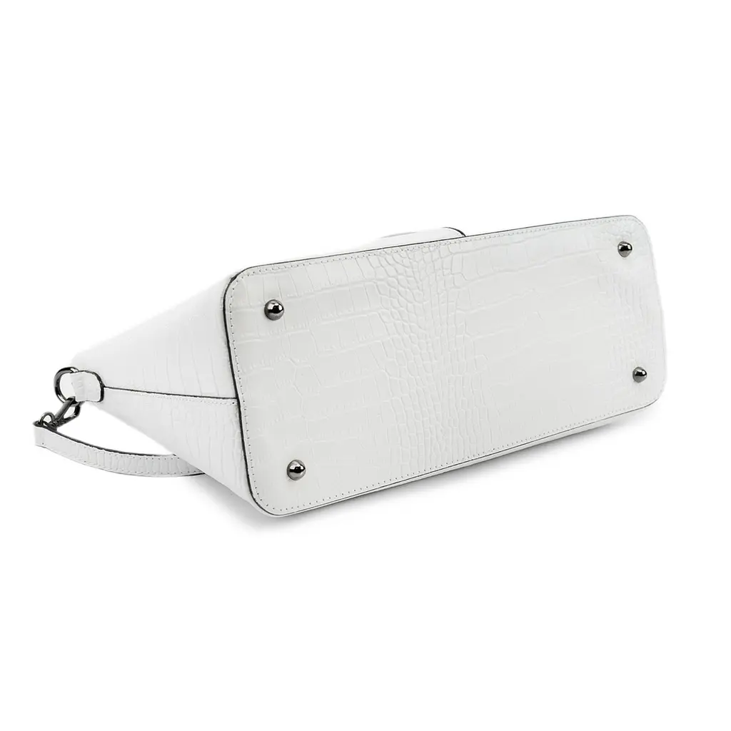 Сумка классическая женская на плечо из натуральной кожи с тиснением кроко повседневная средняя Firenze F-IT-5454W-CR Белый - фото 5