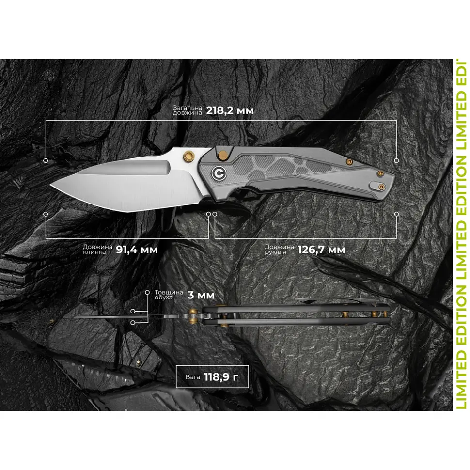 Ніж складаний туристичний Civivi Wellmax (9.1 см) 14C28N / Aluminum сірий - фото 15