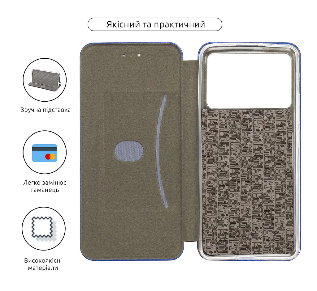 Чехол-книжка для Xiaomi Poco X6 Pro 5G, G-Case, синий, кожаный чехол-книга из экокожи (PU) и TPU, с магнитом, с подставкой и вместительным кардхолдером, противоударный, защита всего корпуса, ArmorStandart (ARM73369) - фото 3