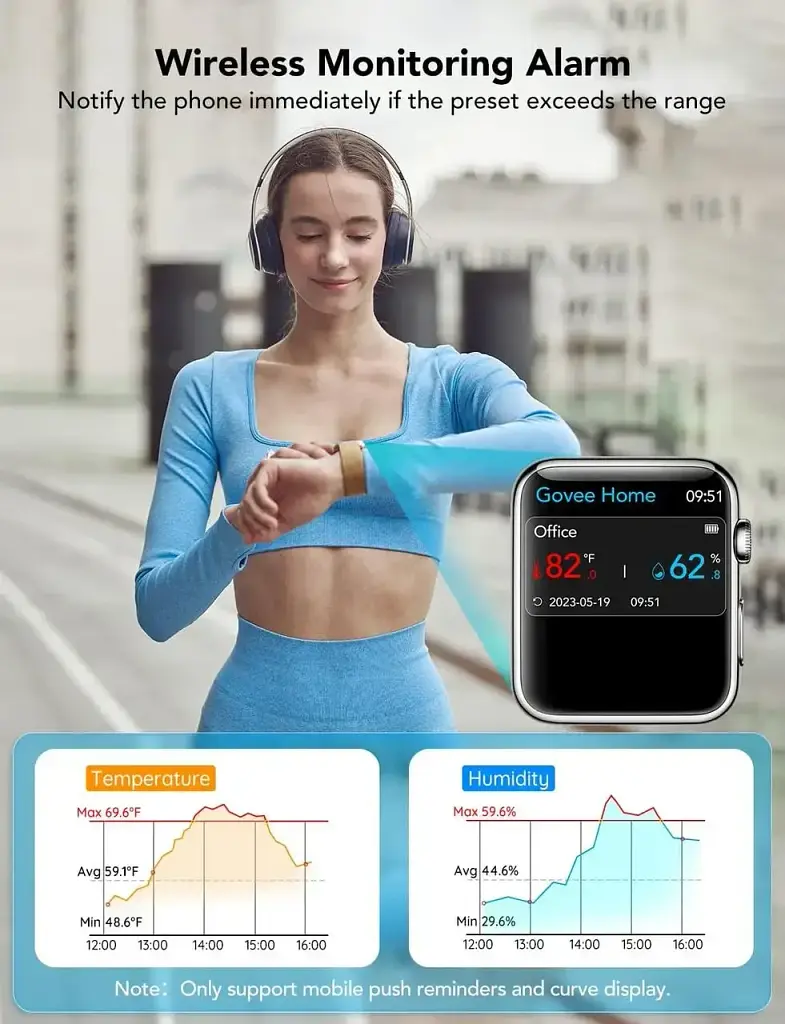 Термометр-гігрометр з дисплеєм GoveeLife H5103 WiFi Bluetooth, точний датчик температури та вологості, додаток Govee Home - фото 5