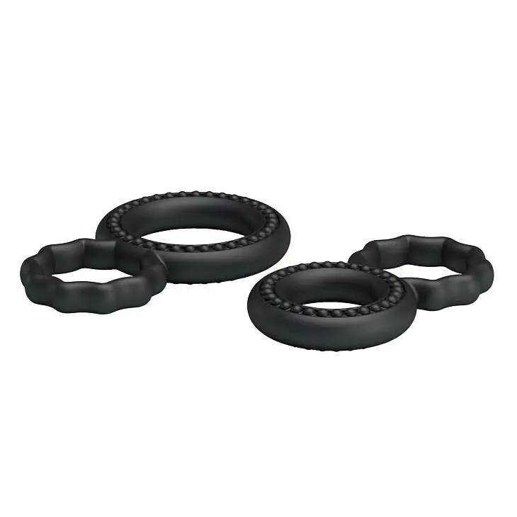Ерекційне кільце Baile Cock Rings, набір 2 шт (чорний) - фото 4