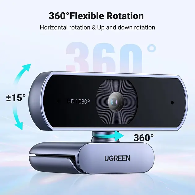 Веб камера UGREEN CM678 для ПК та ноутбука 1080P 30FPS 2 мікрофони HD Webcam (15728) - фото 2