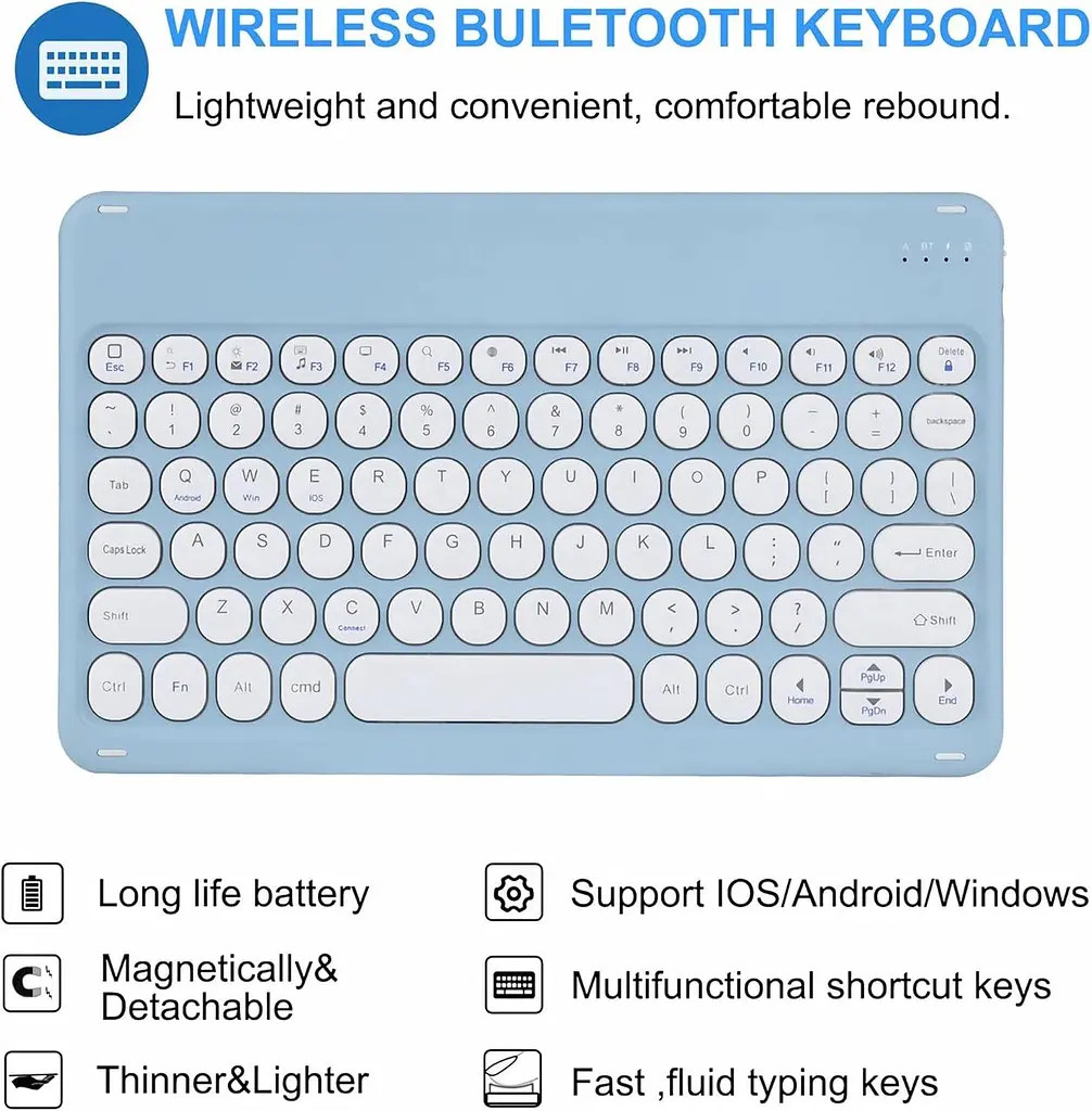 Чохол Для Клавіатури CLALOC З Мишею Для Ipad Pro 11" 1-Го 2-Го 3-Го 4-Го Покоління, Квадратні Ножиці Тип Клавіш 78 Клавіш - фото 7