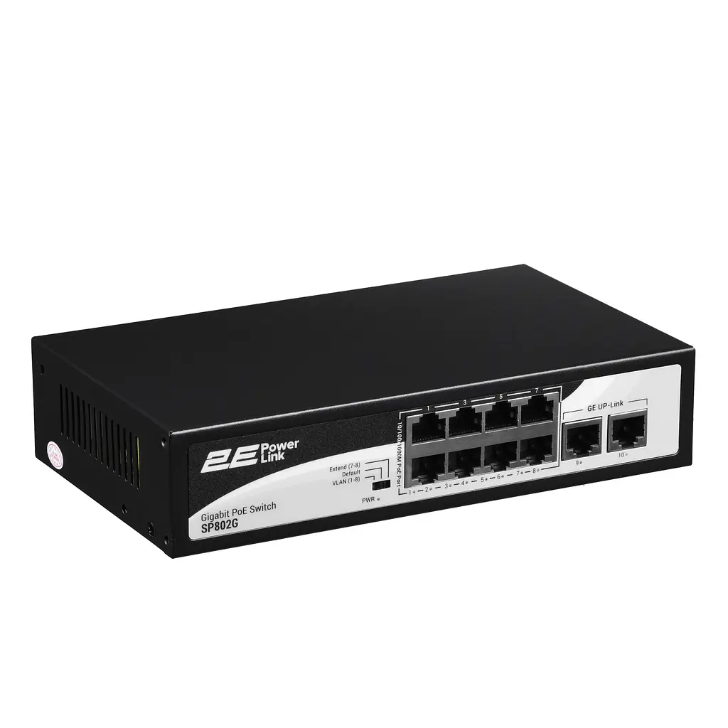 Коммутатор PowerLink SP802G 10xGE (8xPoE, 2xUplink), 120Вт, Неуправляемый 2E teh0018109 - фото 3