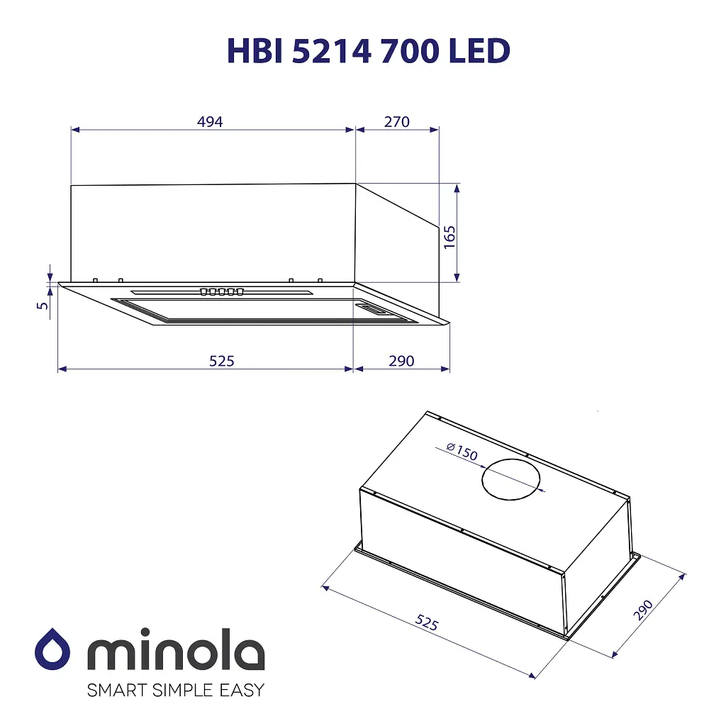 Витяжка повновбудована Minola HBI 5214 WH 700 LED - фото 10