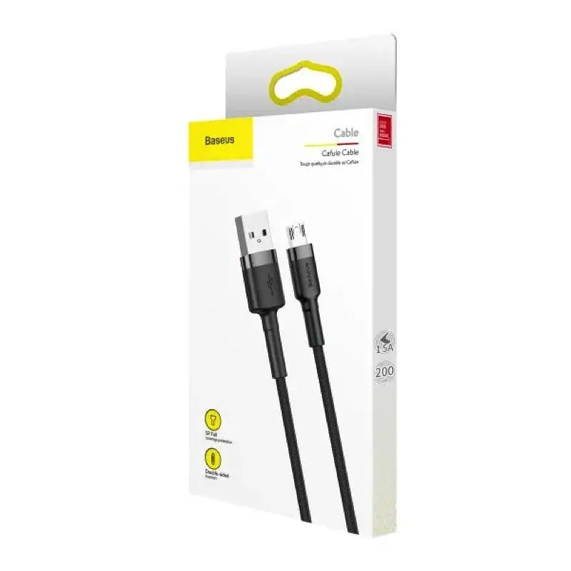 Кабель Baseus Cafule Micro USB 1.5A (2m) gray/black (CAMKLF-CG1) - фото 3