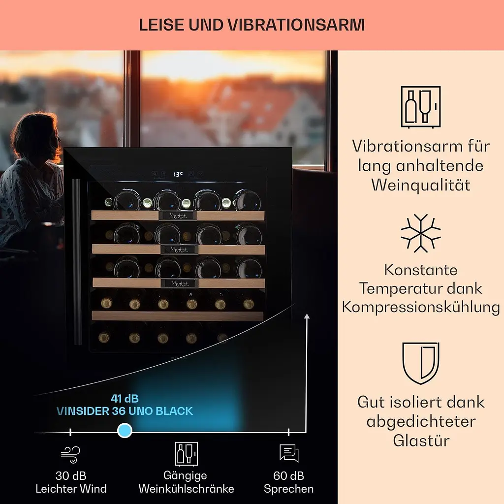 Винный холодильник встроенный Klarstein Vinsider 36 Built-In Uno (10041286) - фото 4