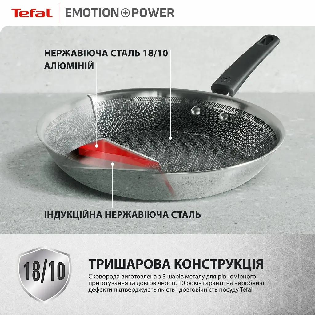 Сковорода Tefal Emotion+ Power 28 см з кришкою (SET_E3410655) - фото 9