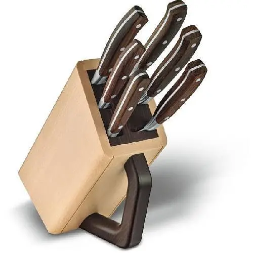 Набір кухонний Victorinox Grand Maitre Сhef's Wood Cutlery Block 6шт з дерев. ручкою з підставкою (5 ножів, віделка) - фото 2