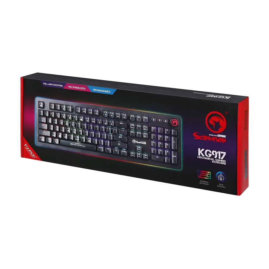 Клавіатура Marvo KG917 Multi-LED Mechanical Blue Switch - фото 6