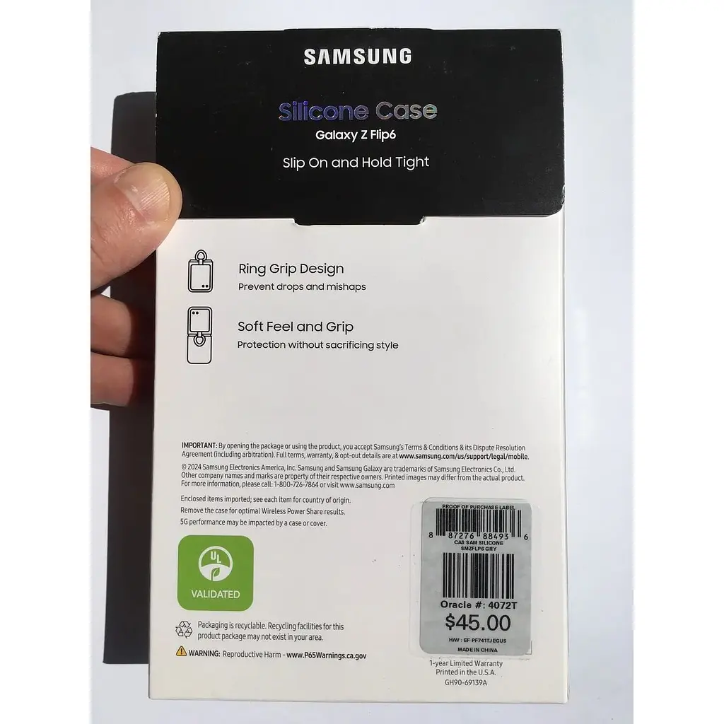 Оригінальний силіконовий чохол із кільцем Silicone Cover with Ring для Samsung Galaxy Z Flip6/Flip 7 FE/ Flip5 Gray EF-PF741TJEGUA SM-F741/SM-F761/SM-F731 - фото 3
