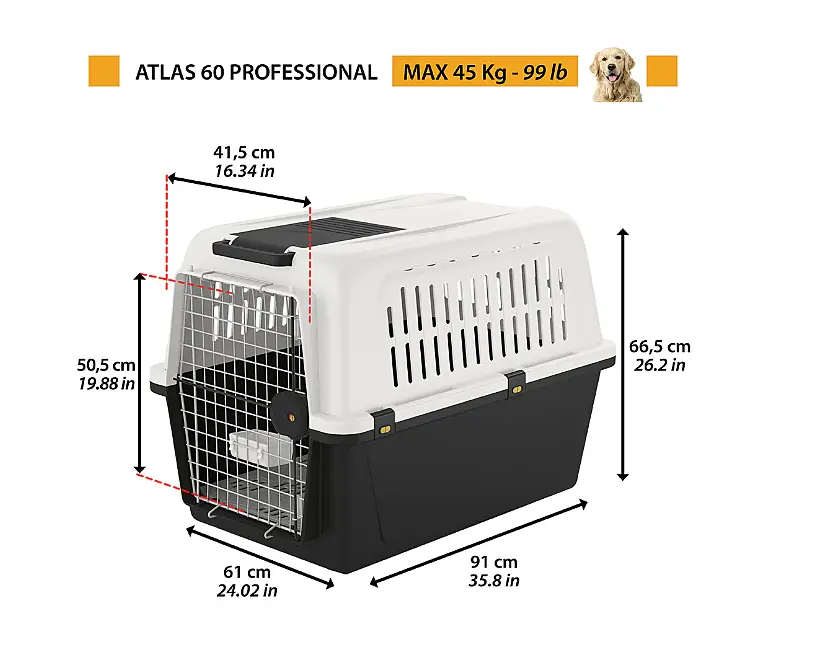 Переноска для собак та котів Ferplast Atlas Professional 60 сіра до 45 кг 61x91x68 см 73060021 - фото 2