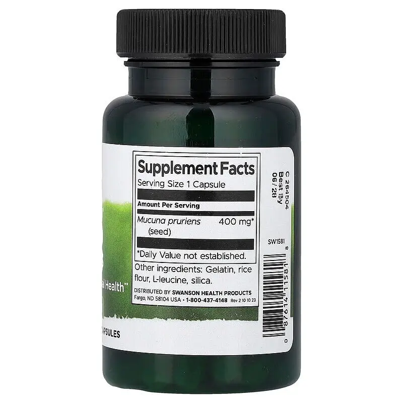 Мукуна пекуча Mucuna Pruriens 400 mg Full Spectrum, 60 капсул Swanson vit0004309 - фото 2