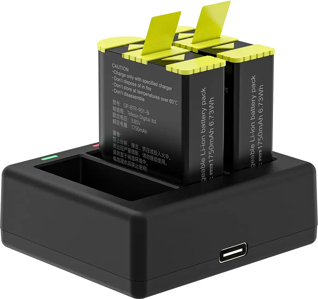 Зарядний пристрій Telesin 3 Slots Battery Charger + 2 акумулятори для Hero 9/10 GP-BTR-903 [76676] - фото 3