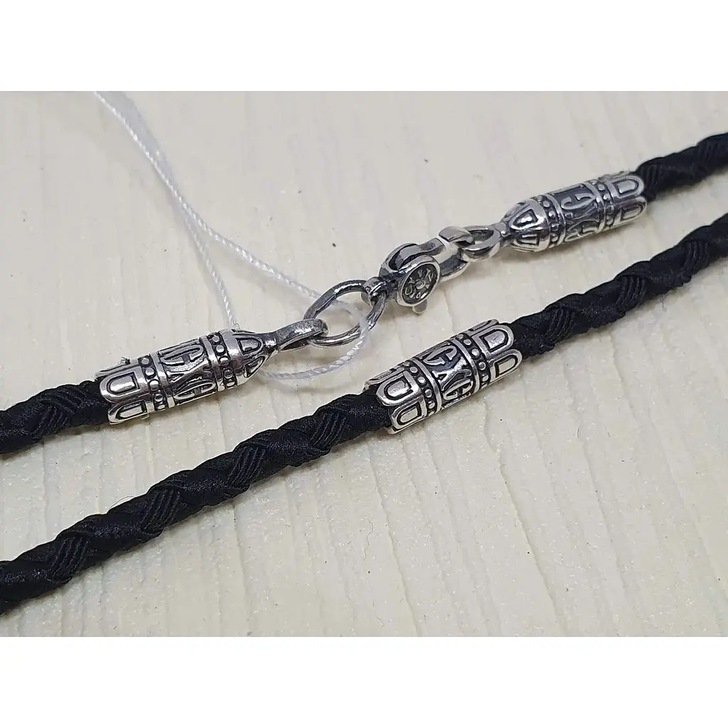 Ювелирный шнурок Меридиан 925 из текстиля с серебряными вставками. 846/3 55 70 - фото 3