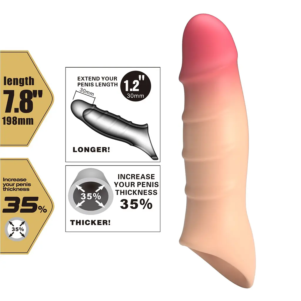 Подовжуюча насадка на член Pretty Love Damell Penis Sleeve, +2.8 см - фото 2