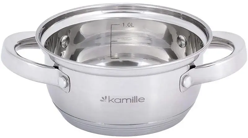 Кастрюля Kamille со стеклянной крышкой низкая Ø14 см kuh0009869 - фото 3