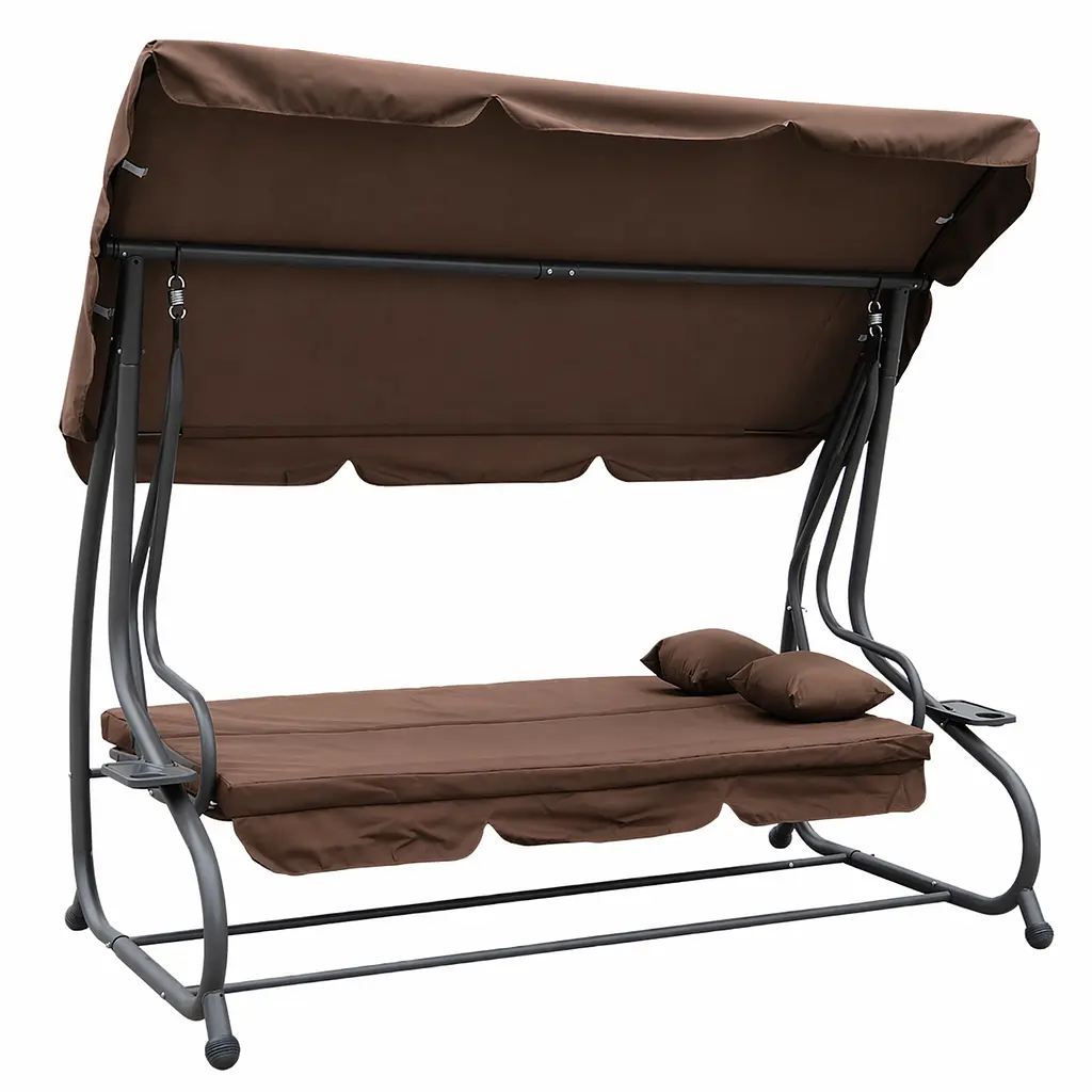Садова гойдалка 230см до 350кг 4P Garden Comfort чотиримісна, розкладна, з подушками та підстаканниками - фото 2