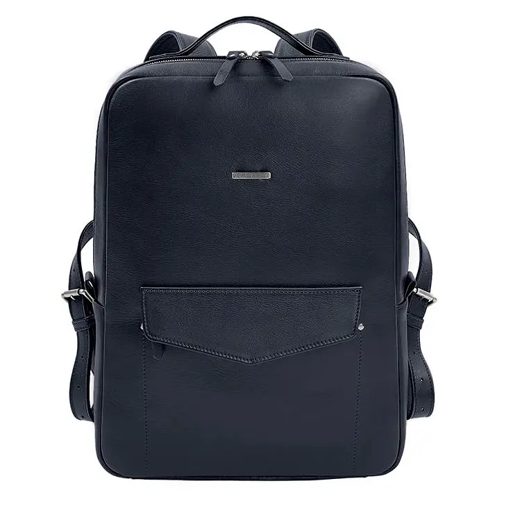 Шкіряний рюкзак на блискавці Cooper maxi синій - фото 7