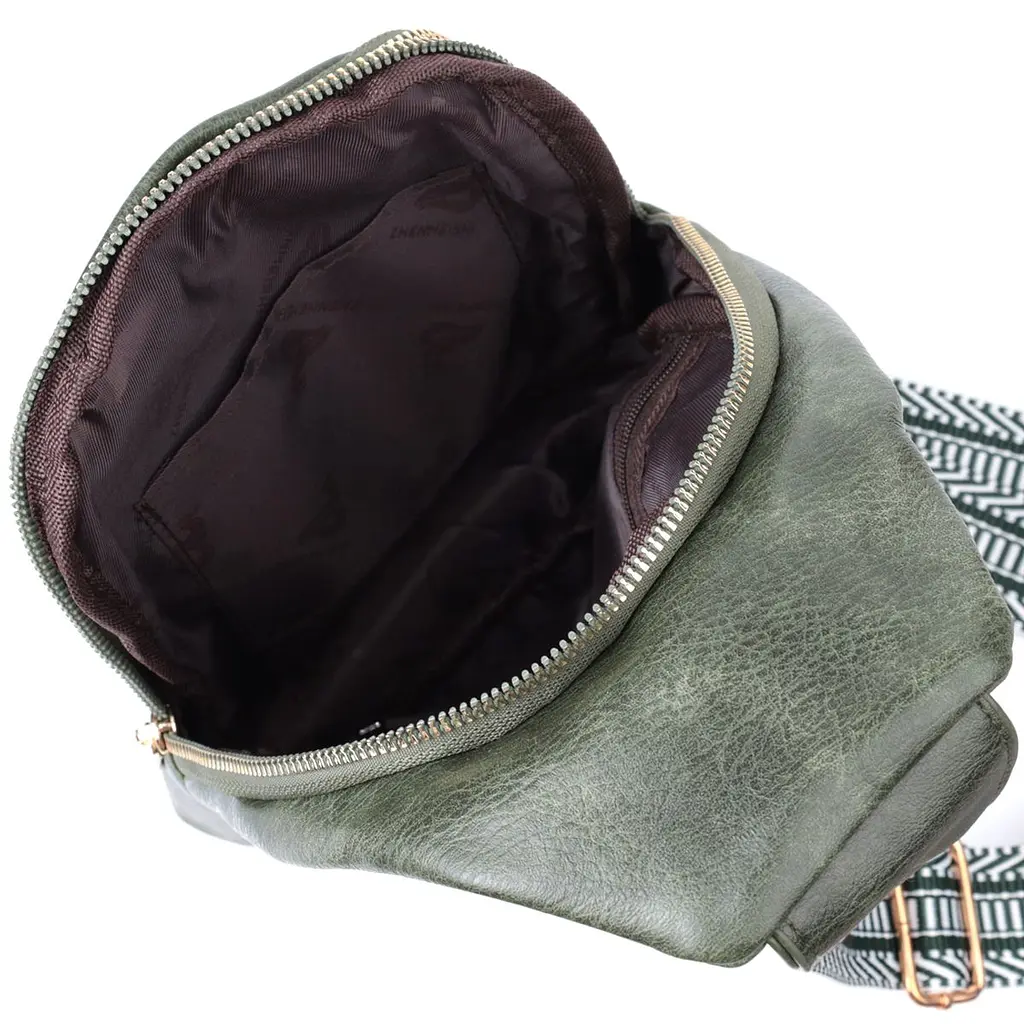 Стильна слінг сумка для жінок з екошкіри Vintage 22745 зелена - фото 7