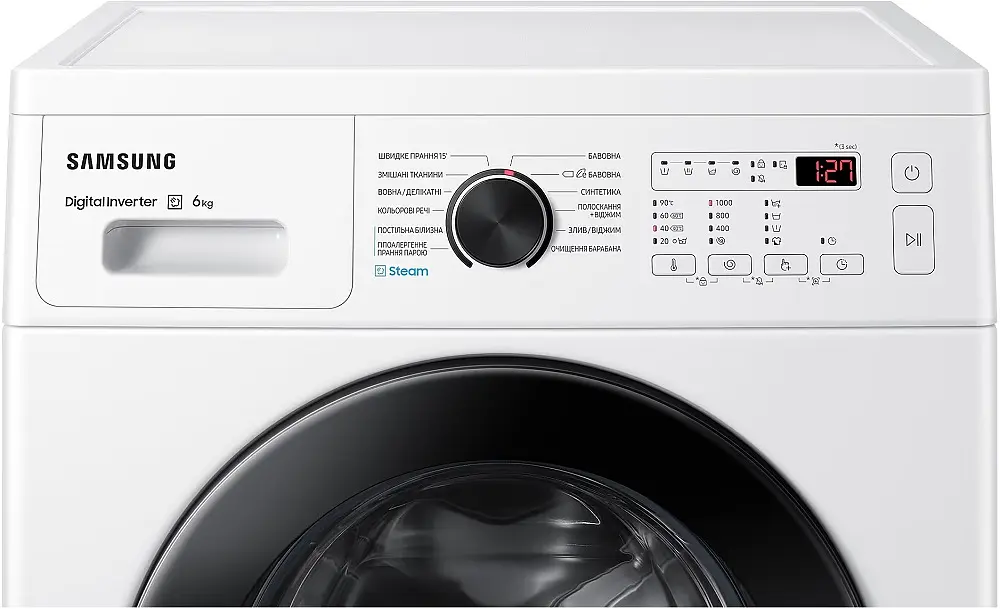 Пральна машина Samsung WW60AG4S00CEUA White 6кг фронтальна 12 програм дисплей 1400 об/хв клас енергоспоживання A+++ 85x60x45 - фото 6