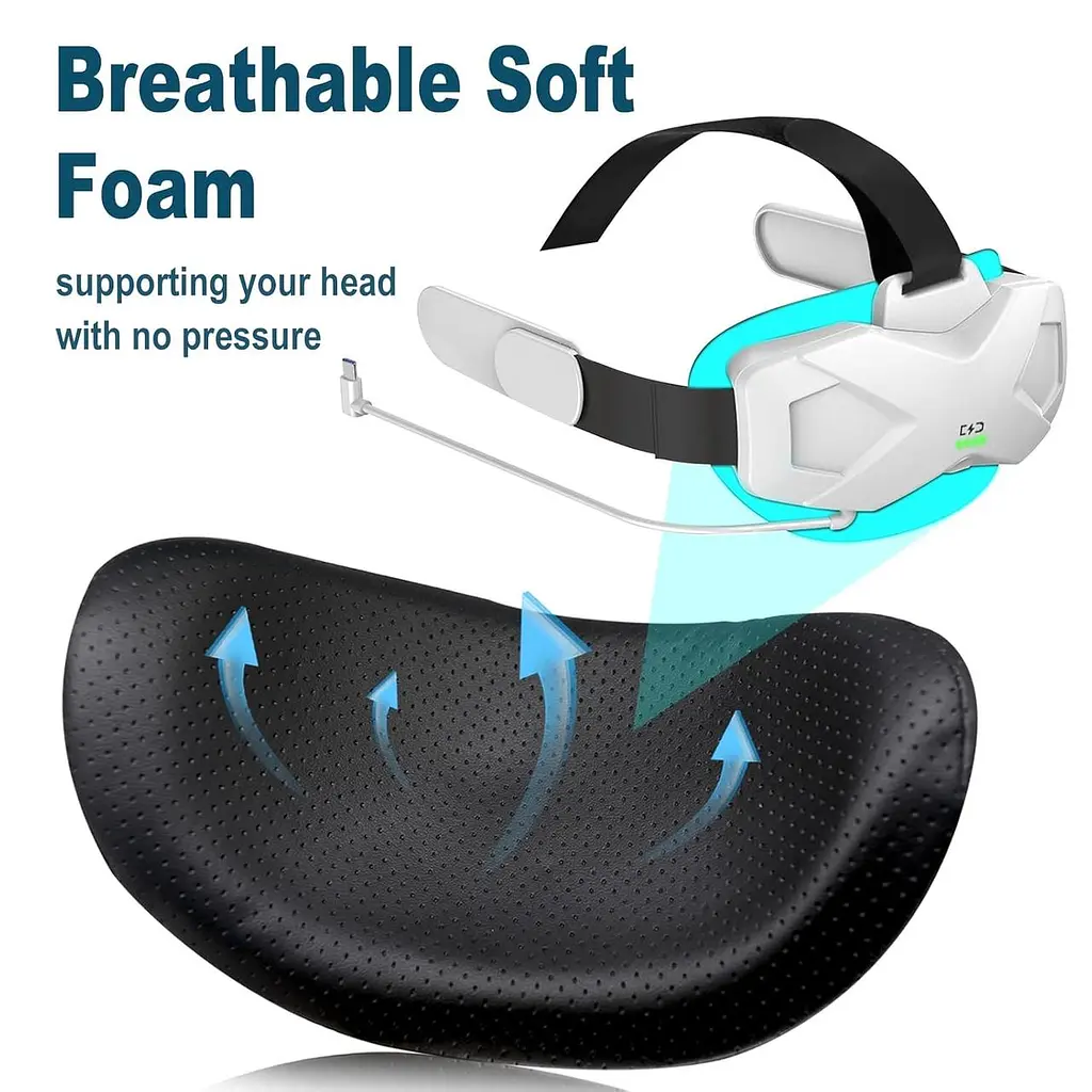 Элитный ремешок с батареей для Quest 25000 мАч Продлевает время воспроизведения на 3 часа, Быстрая зарядка VR Power, Регулируемый - фото 6