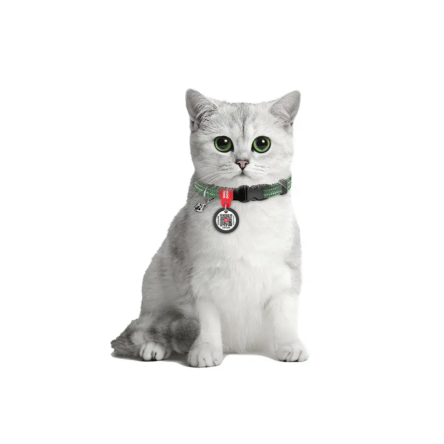 Нашийник для котів з відновленої бавовни Waudog Re-cotton з QR-паспортом світловідбиваючий пластиковий фастекс XS Ш 10 мм Дов - фото 4