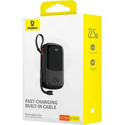 Аккумулятор внешний Baseus QPow Pro FC с 2 встроенными кабелями 20000 mAh 22.5 (P10067103113-00) - фото 6