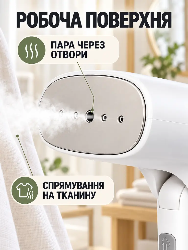 Ручний складаний відпарювач для вертикального прасування одягу Білий (37261537) - фото 7