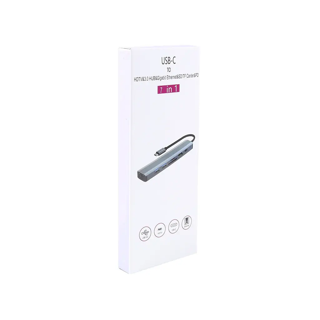 Концентратор Dynamode 7-in-1 USB-C to HDTV 4K/30Hz, 2хUSB3.0, RJ45, USB-C PD 100W, SD/MicroSD (BYL-2303) - фото 11
