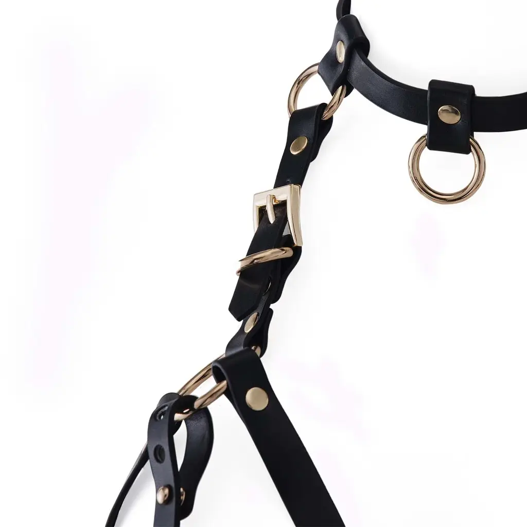 Портупея на грудь LOCKINK SEVANDA Queen Chest Harness with Removable Bra, чорна, зі знімними пестис - фото 6