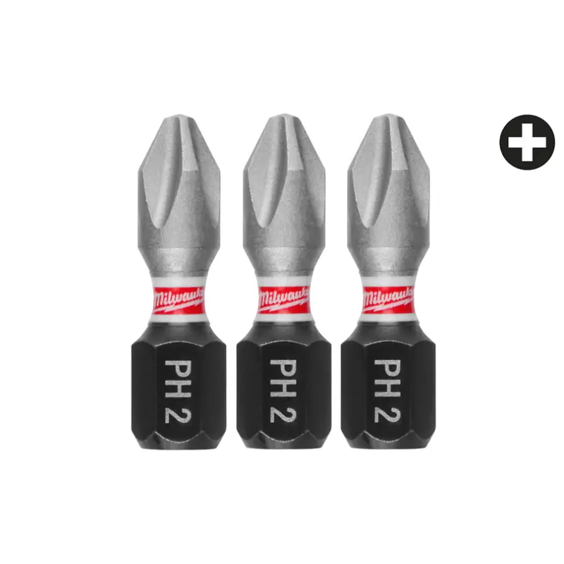 Біта SHOCKWAVE MILWAUKEE, PH2, 25мм, (3шт)