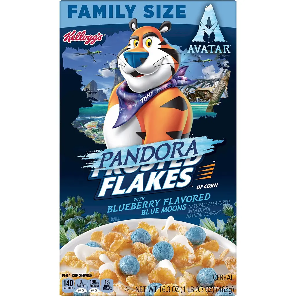 Пластівці Kellogg's Frosted Flakes Original with Blueberry Flavored Blue Moons Cold Breakfast Cereal 462g