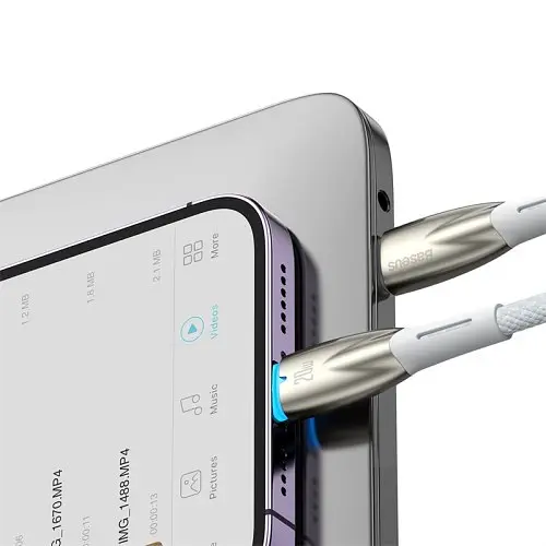 PD Кабель Baseus Glimmer Series Fast Charging Data Cable Type-C to iP 20W 1m білий CADH000002 - фото 6
