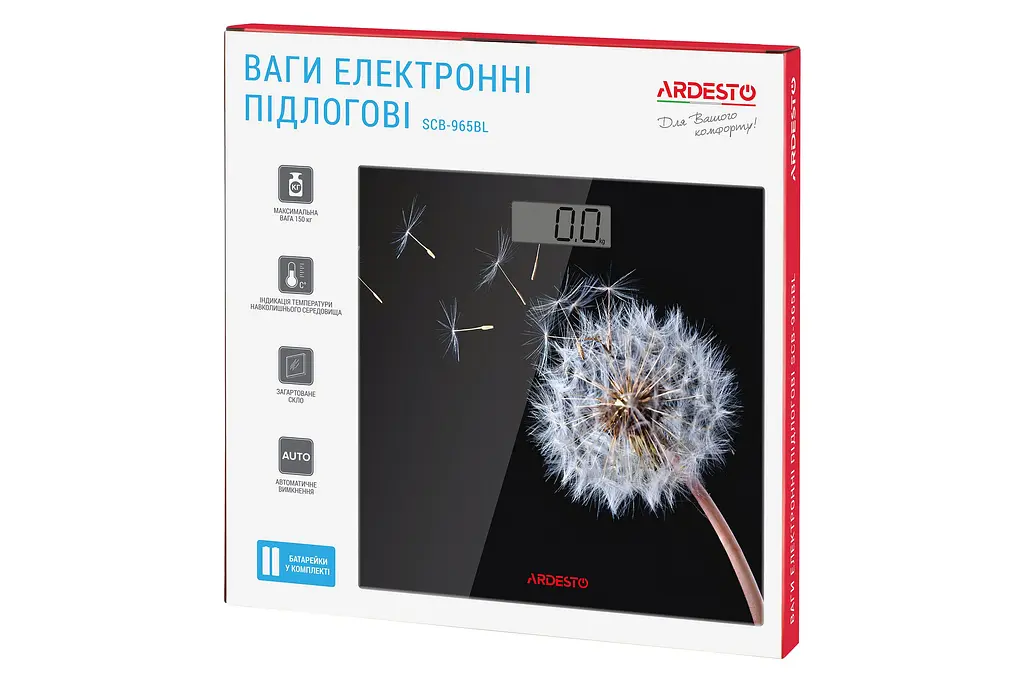 Ваги підлогові Ardesto до 150 кг чорні з принтом (SCB-965BL) - фото 6
