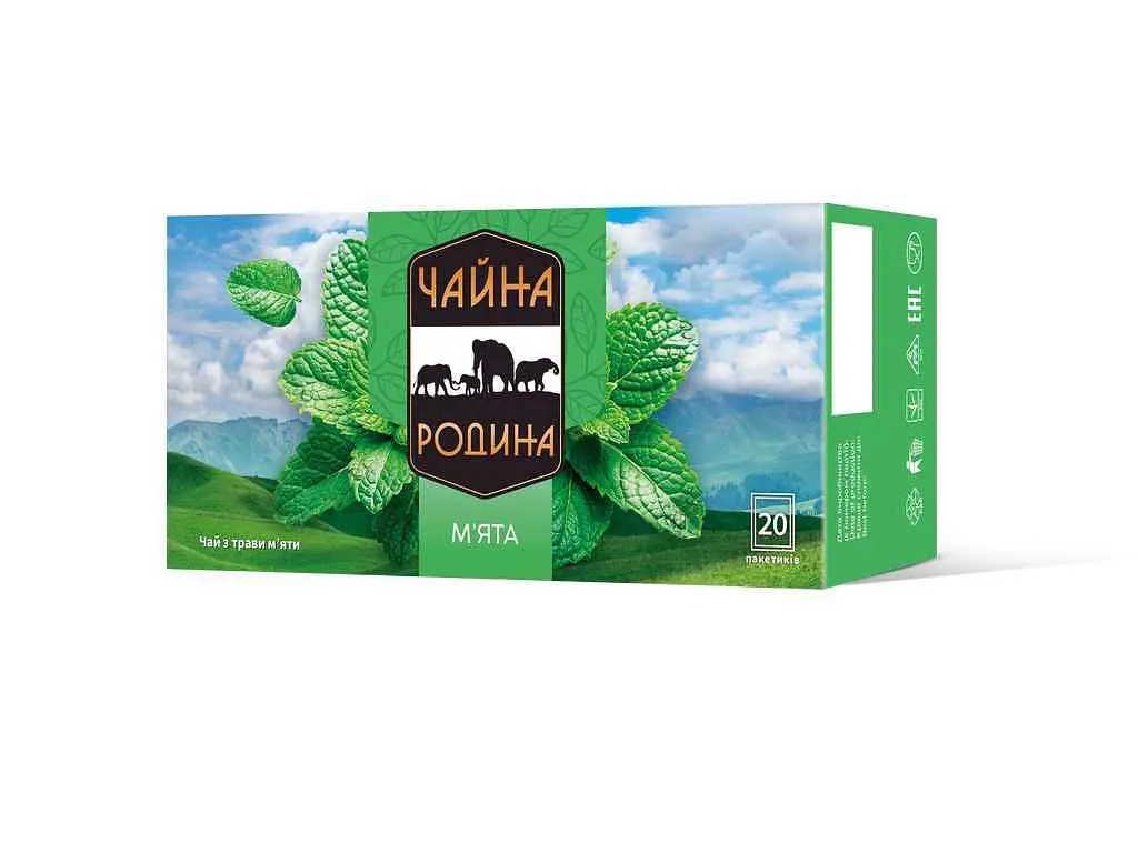 Чай фасований фруктовий та трав'яний Чайна Родина М'ята 20 г (20 пак. x 1г) NEW