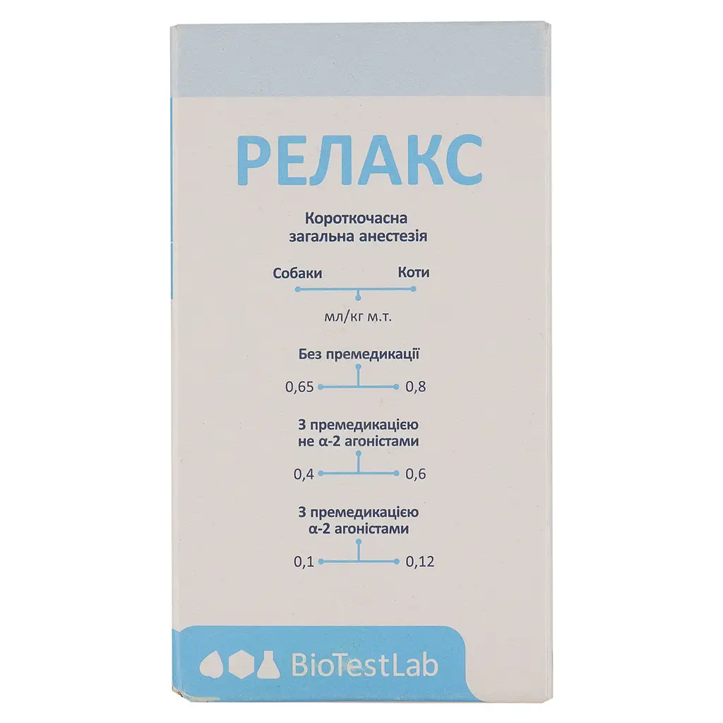 Розчин для неінгаляційної анестезії домашніх тварин BioTestLab Релакс 50 мл - фото 6
