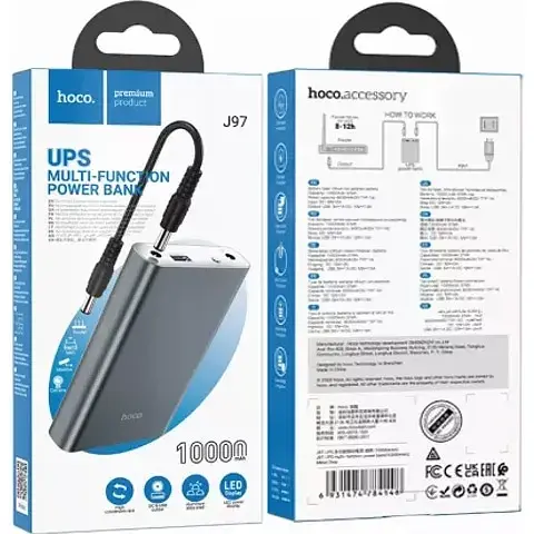 Портативна батарея Power Bank Hoco J97 UPS Multi-Function 5V+12V 10000 mAh Grey - фото 7