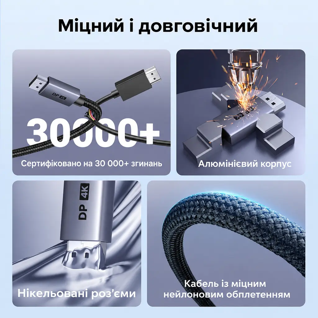Відеоперехідник UGREEN DP139 DisplayPort - HDMI 4K 60 Гц 0,2 м сріблясто-сірий (95418) - фото 5