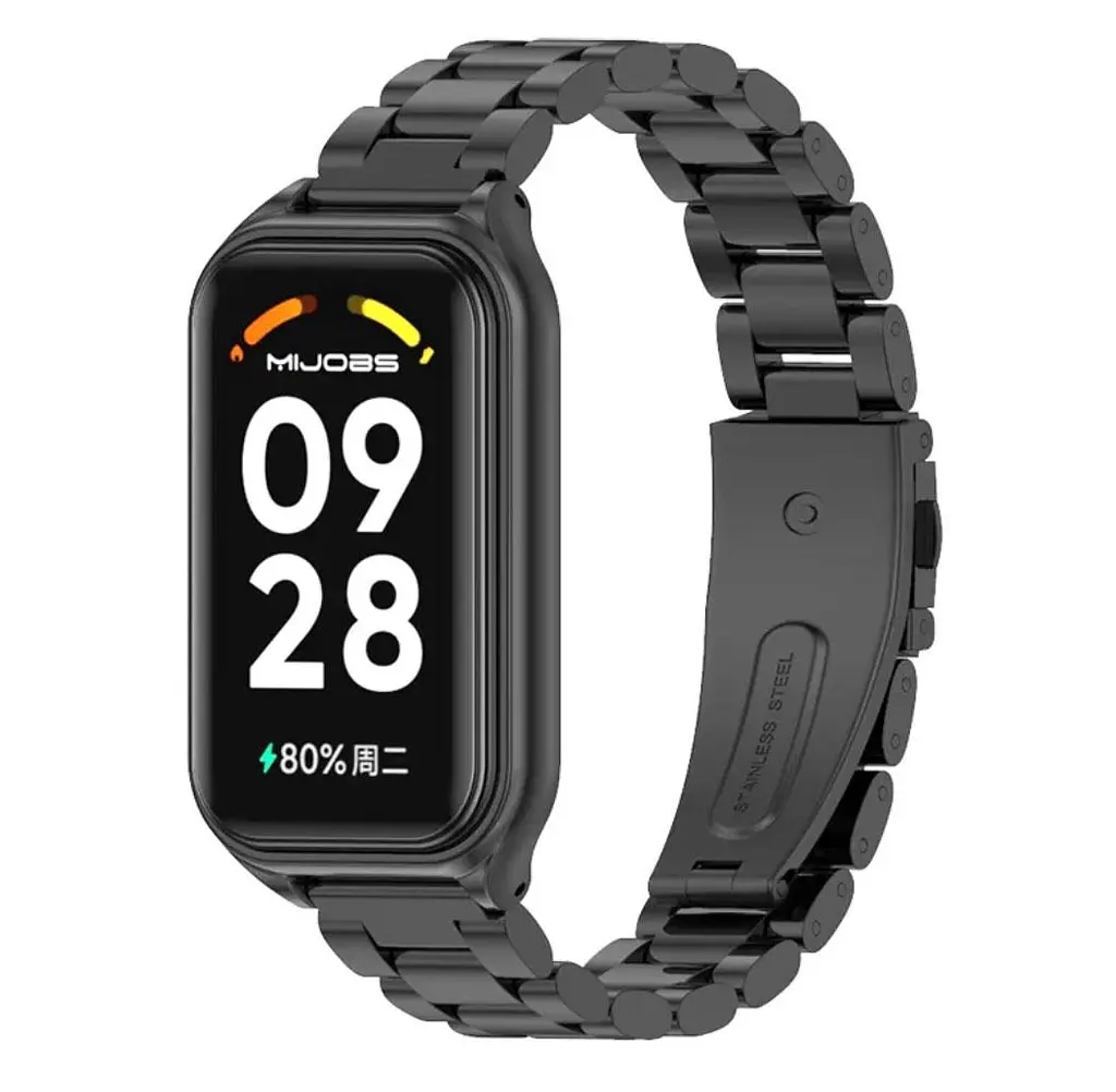 Металевий ремінець Mijobs для фітнес браслета Xiaomi Mi Smart Band 8 Active Black - фото 2
