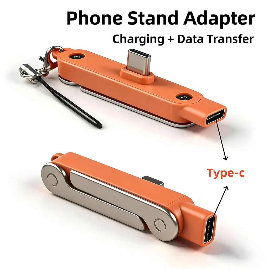 Переходник USB Type-C на Type-C 240W со складывающейся подставкой orange - фото 2