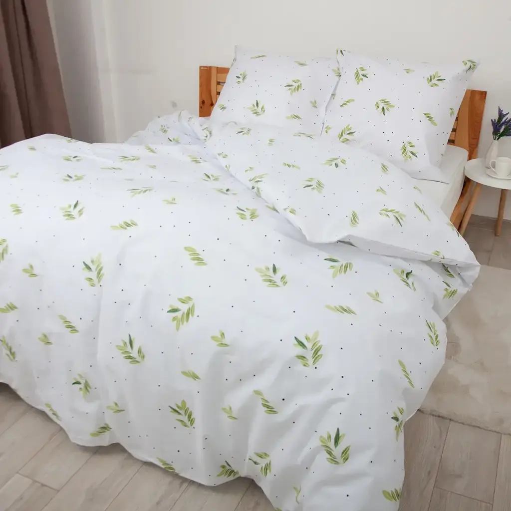 Постільна білизна ТЕП Happy Sleep Duo Greece ранфорс євро біло-зелена - фото 2