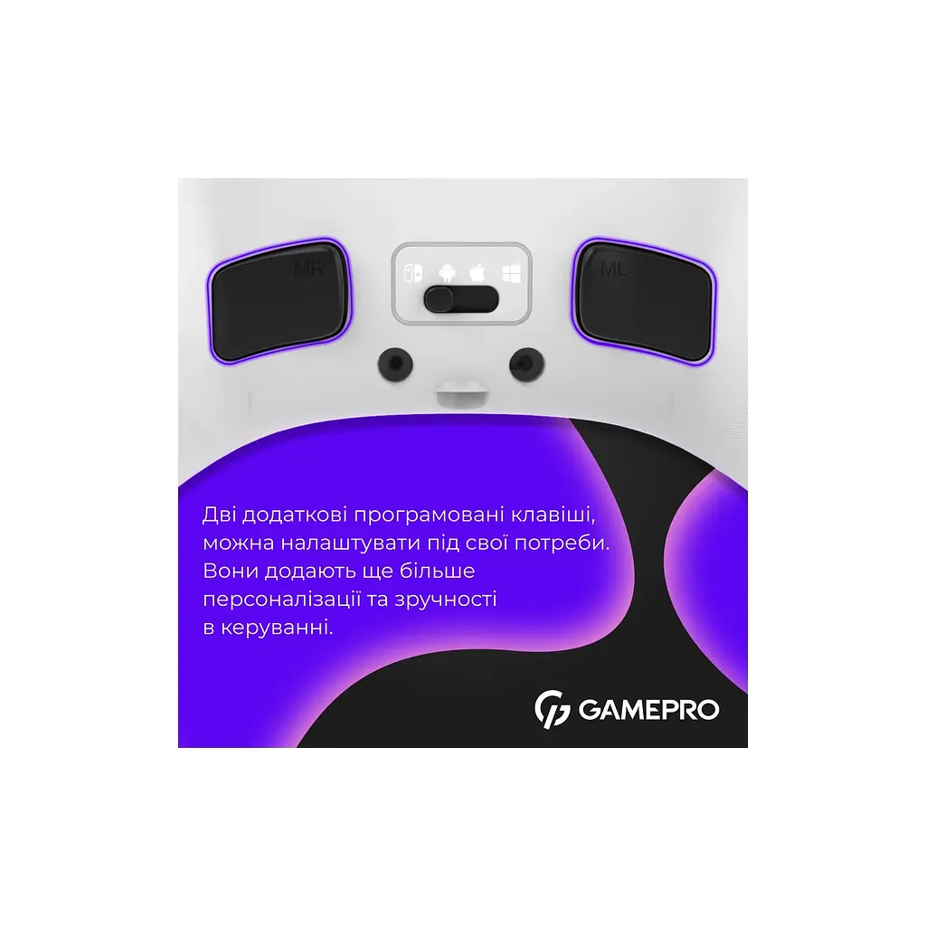 Геймпад GamePro GPX13W 2.4G/BT 5.1/USB/PC/iOS/Android RGB White (GPX13W) - фото 7