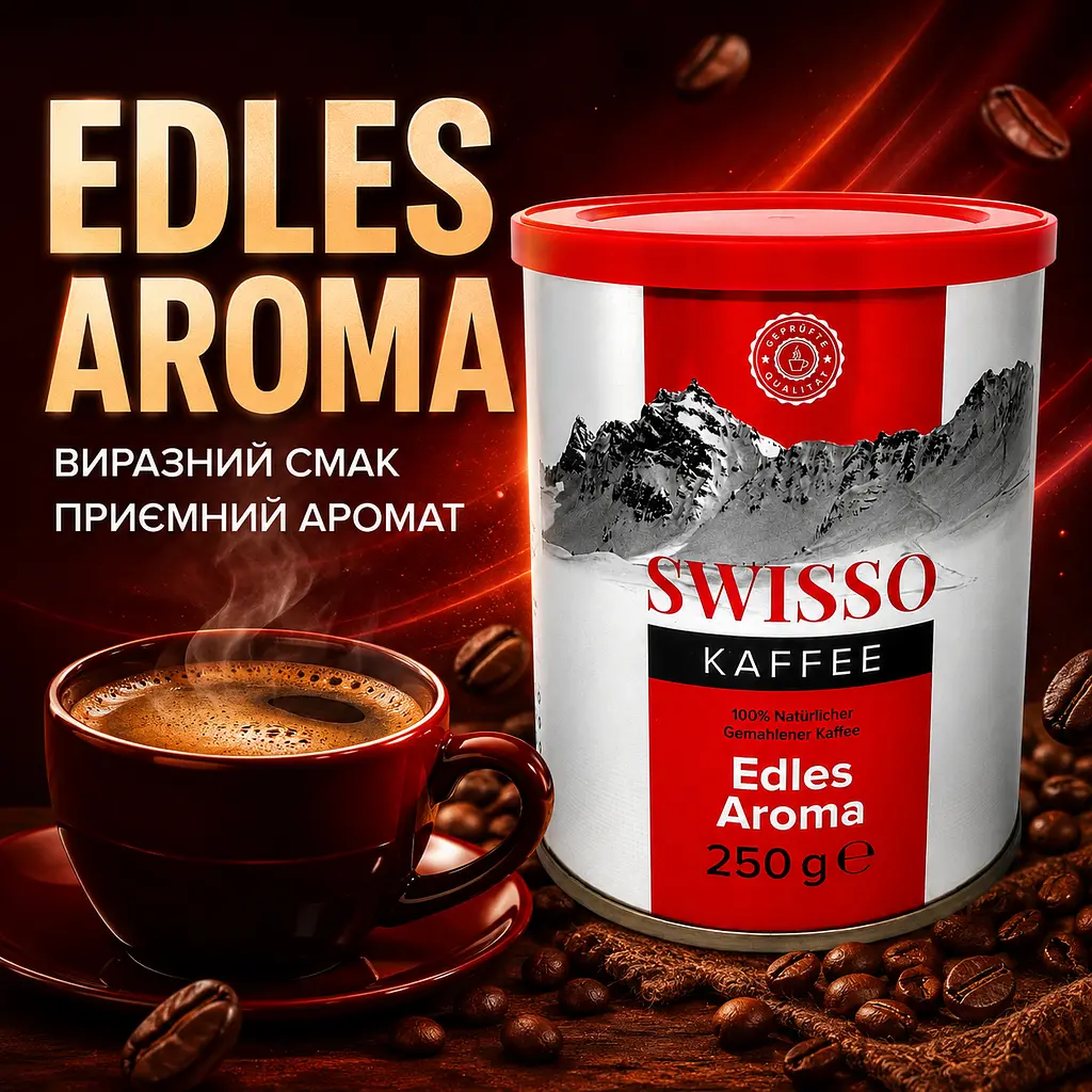 Кава натуральна мелена Swisso Kaffee Edles Aroma у металевій банці 250 г - фото 2