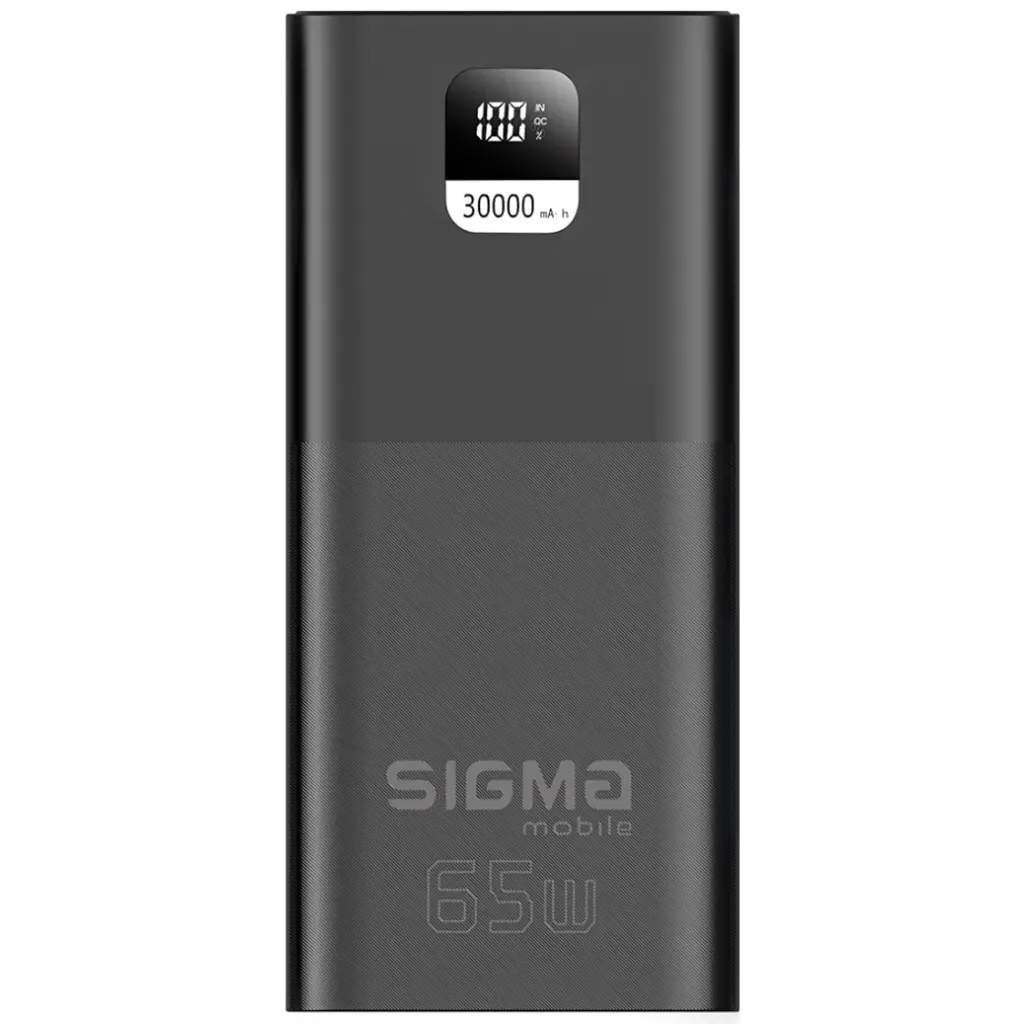 Батарея універсальна Sigma X-power SI30A6QLX 30000 мА·год, PD/65 Вт, LED, кабель 100 Вт, чорна (4827798835111)