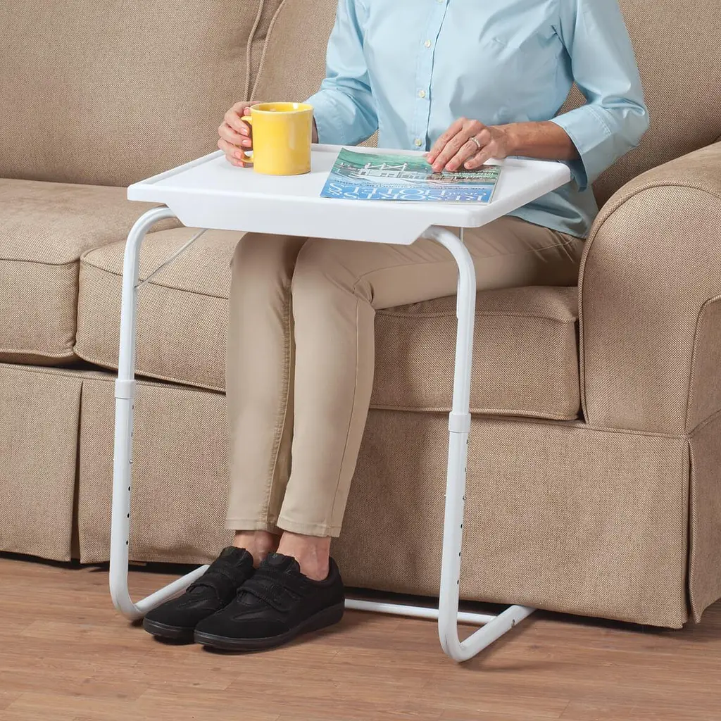 Стіл розкладний Table Mate портативний, регульований, складаний, білий, 52×40 см - фото 3