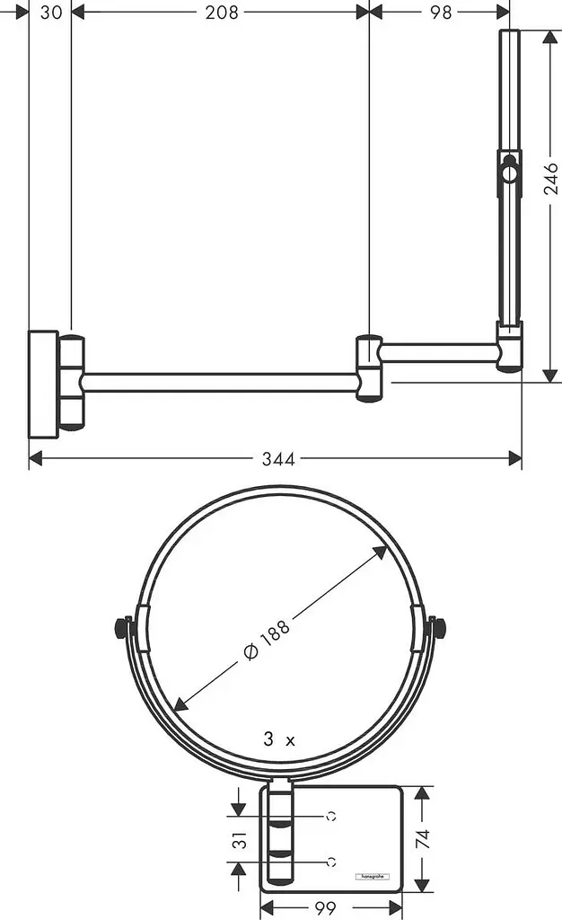 Дзеркало косметичне Hansgrohe AddStoris бронзовий матовий 41791140, Бронза - фото 2