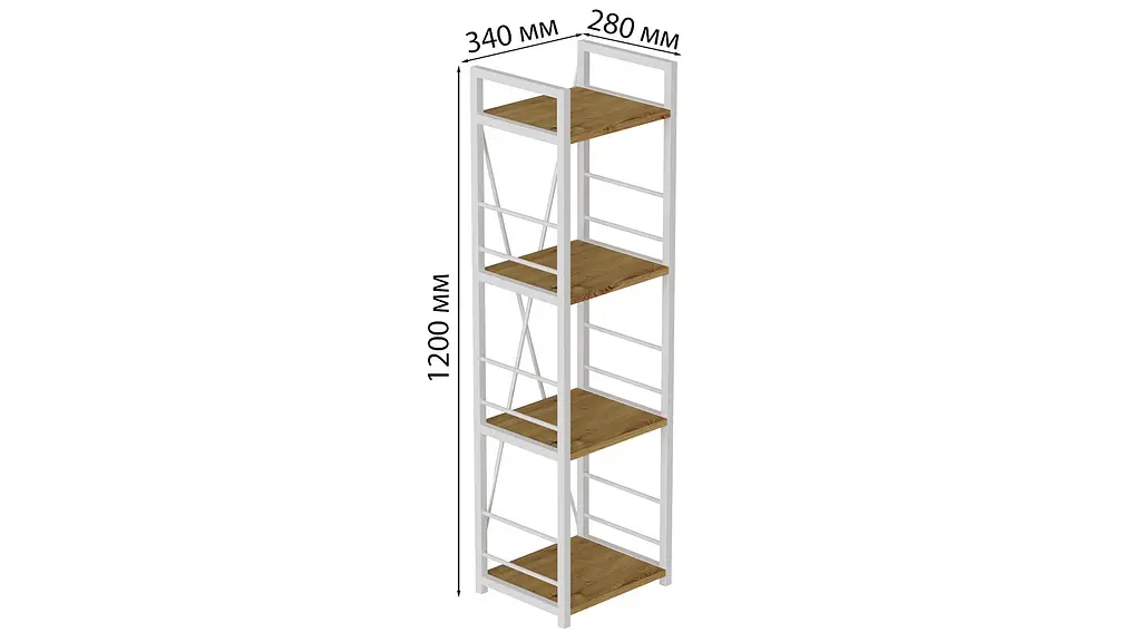 Етажерка 4/34 Ferrum-decor Серії Коннект 120x34x28 білий ДСП Дуб Артізан 16мм (FRD-104279) - фото 5