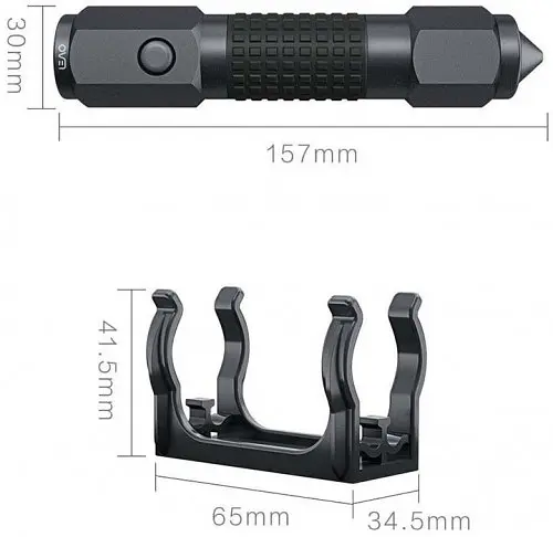 Автомобильный спасательный мультитул XiaomiAnao A10 Car Safety Hammer Flashlight (Black) - фото 2