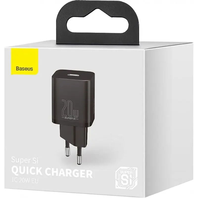 Сетевое зарядное устройство Baseus Super Si Quick Charger USB-C 20W Sets EU Black - фото 5